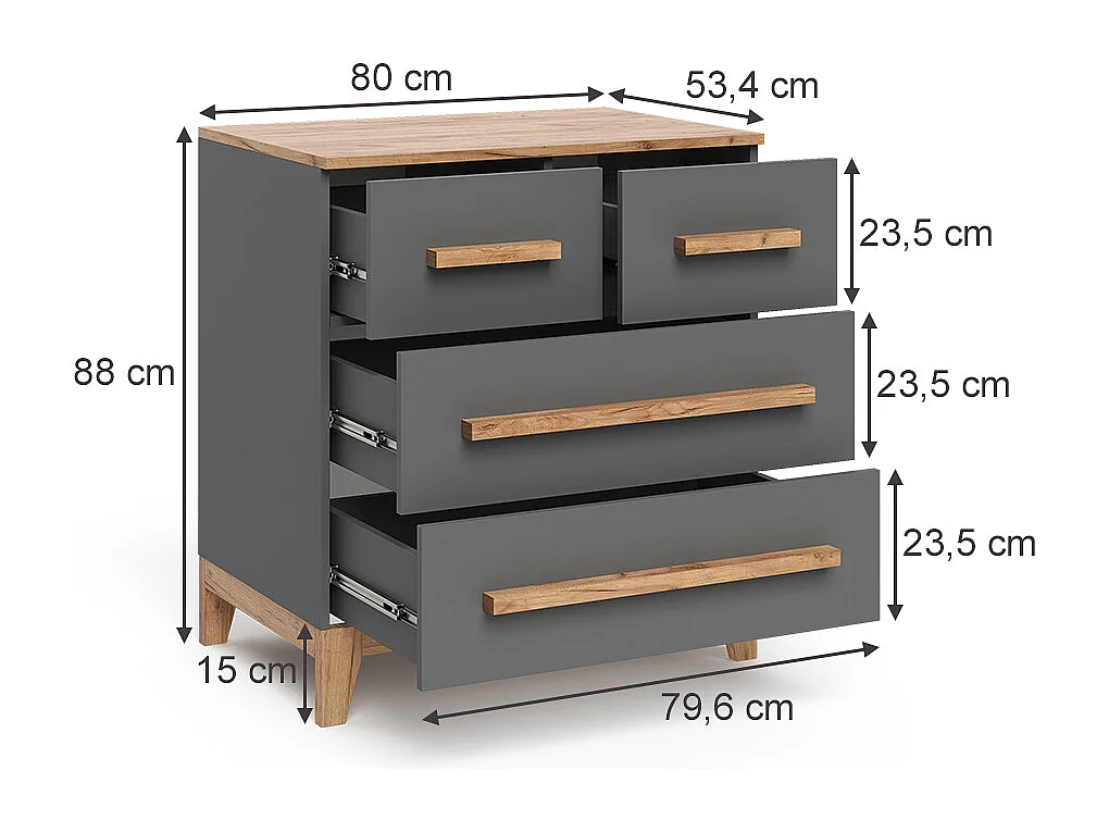 Kommode grau/artisan 80x53.4x88 malia