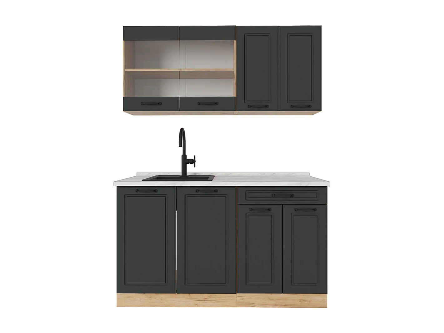 Single kitchen anthracite country house/golden oak 140x60x81.6 r-line