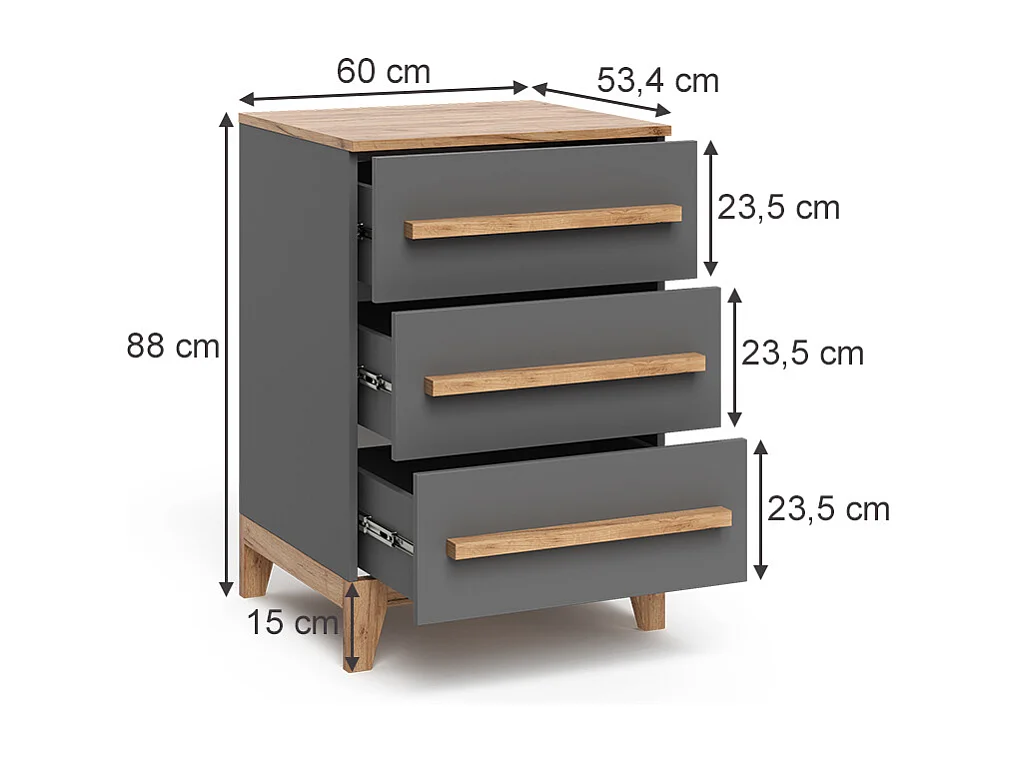 Kommode grau/artisan 60x53.4x88 malia