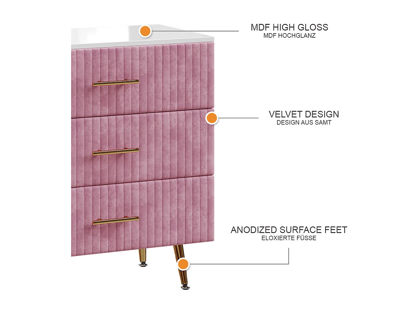 Commode rose 70x39x78.5 velia