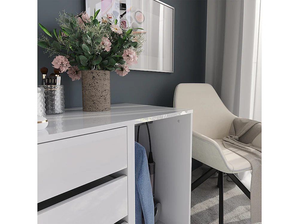 Commode avec tiroirs blanc/blanc brillant 80.2x50.1x76 sherry