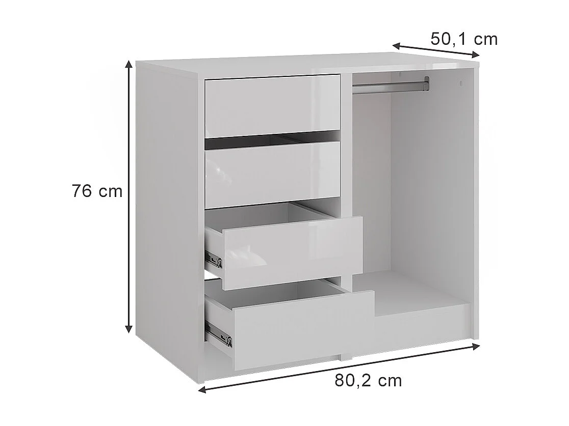 Commode avec tiroirs blanc/blanc brillant 80.2x50.1x76 sherry
