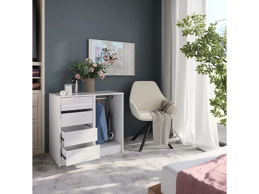 Commode avec tiroirs blanc/blanc brillant 80.2x50.1x76 sherry