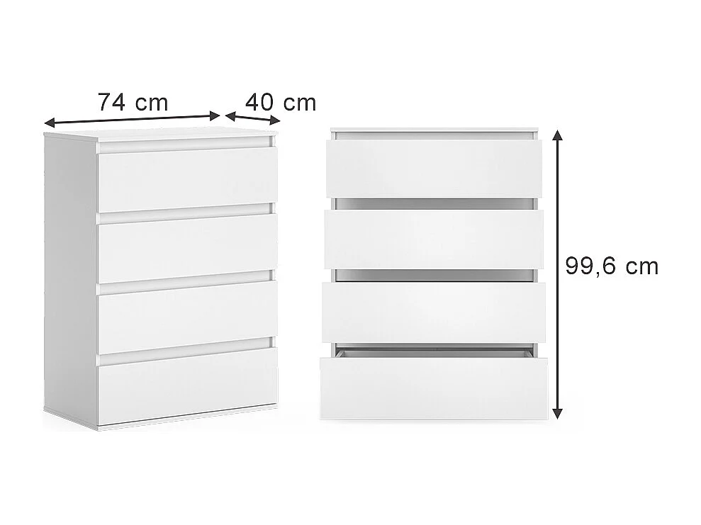 Kommode weiß 74x40x99.6 claus