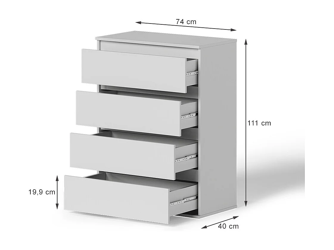 Commode blanc 74x40x99.6 claus