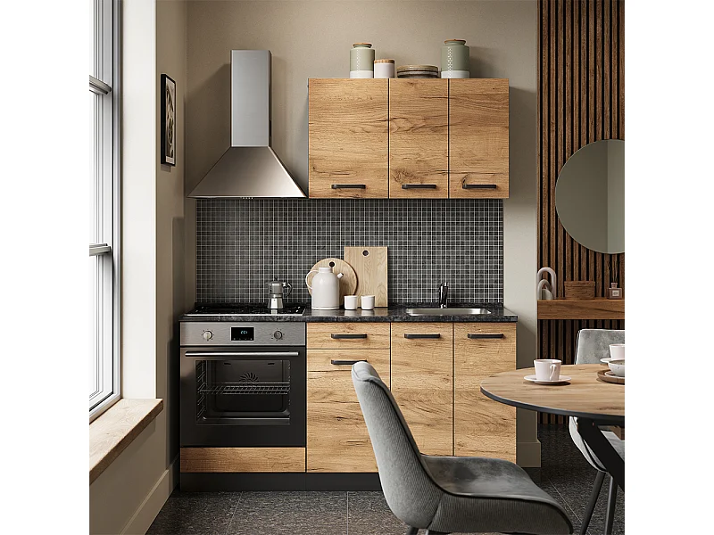 Cuisine chêne doré/anthracite 160x46x81.6 r-line