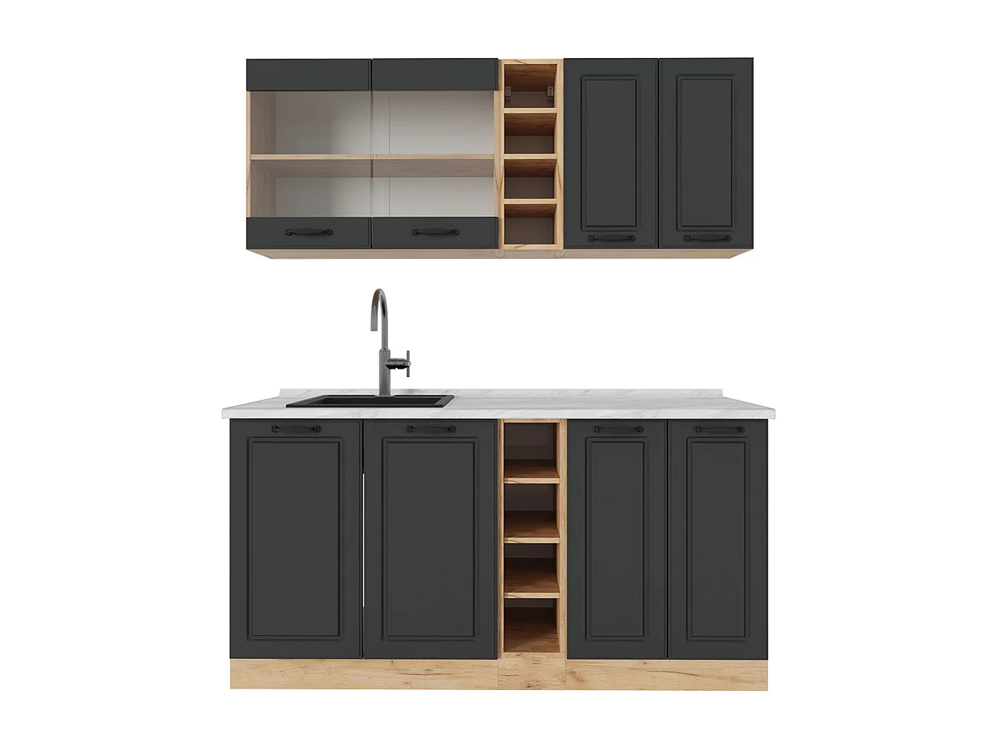 Pojedyncza kuchnia antracytowy dom wiejski/złoty dąb 160x60x81.6 r-line