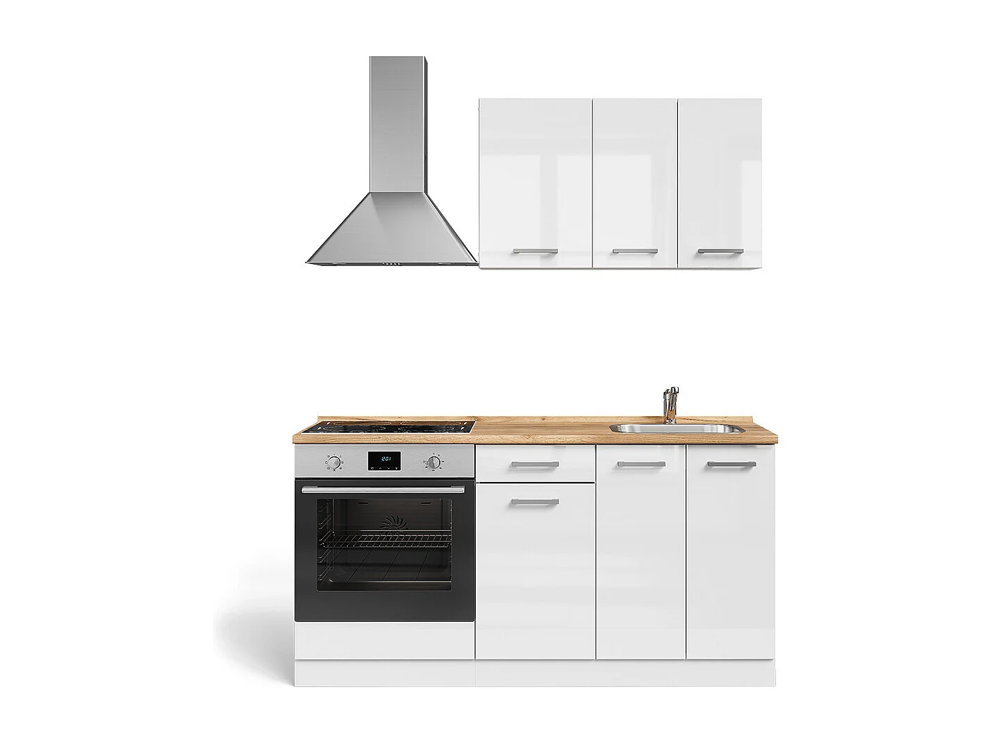 Single kitchen white high gloss / white 160x46x81.6 r-line