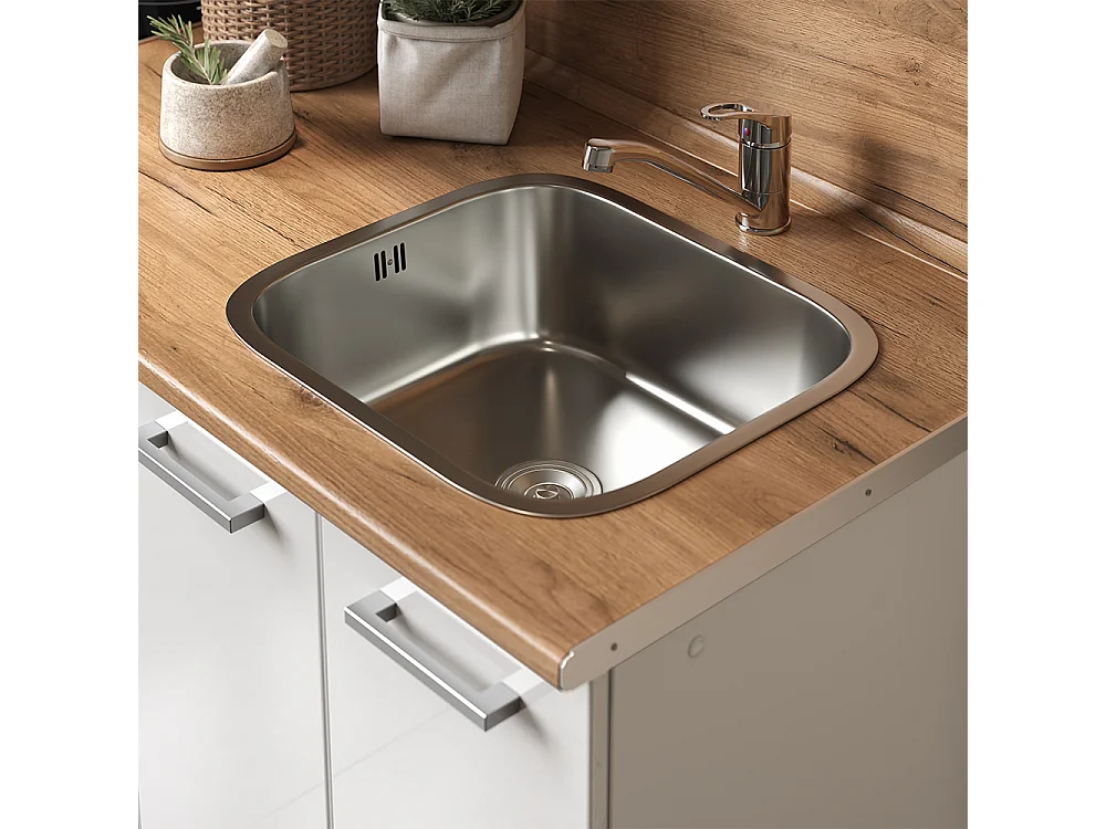 Single kitchen white high gloss / white 160x46x81.6 r-line
