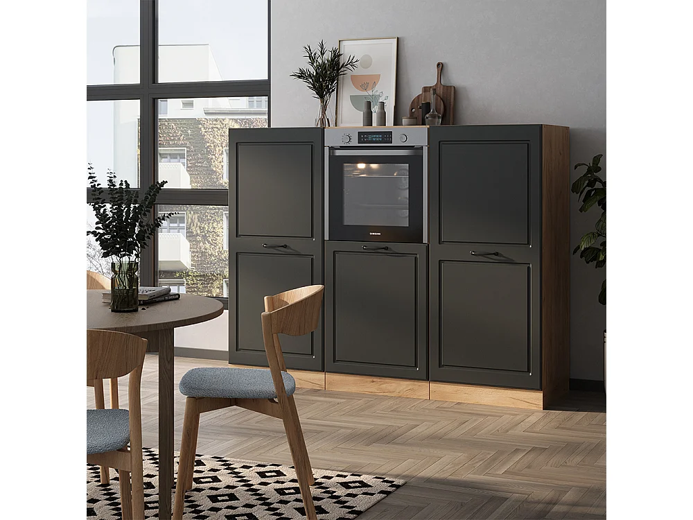 Blok kuchenny antracytowy dom wiejski/złoty dąb 180x46x81.6 r-line