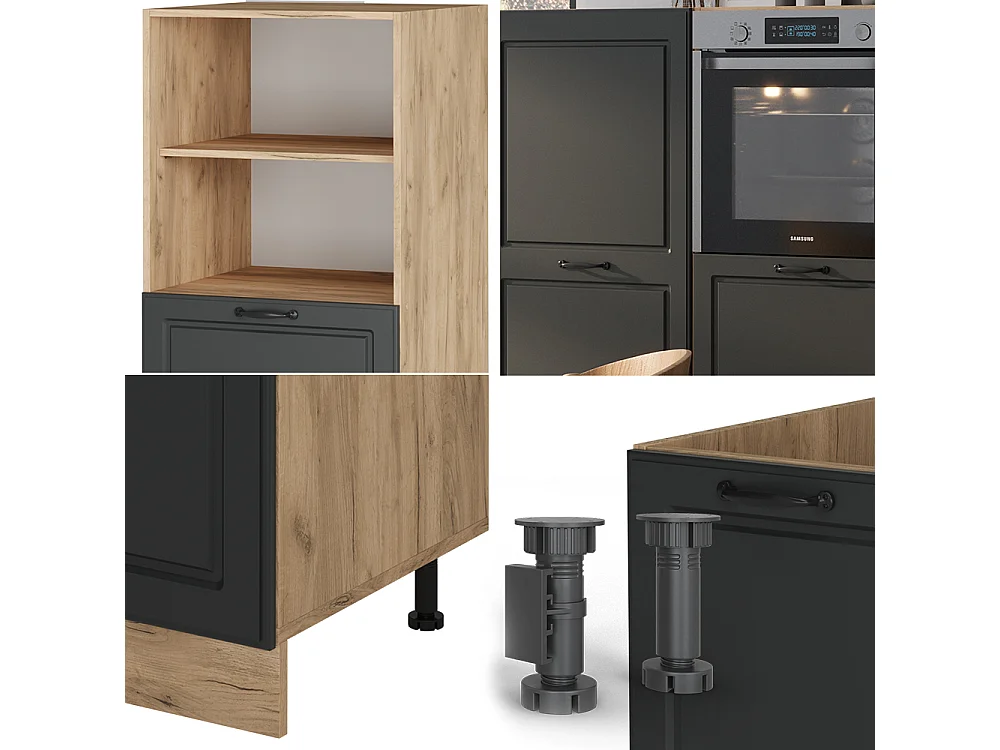 Blok kuchenny antracytowy dom wiejski/złoty dąb 180x46x81.6 r-line