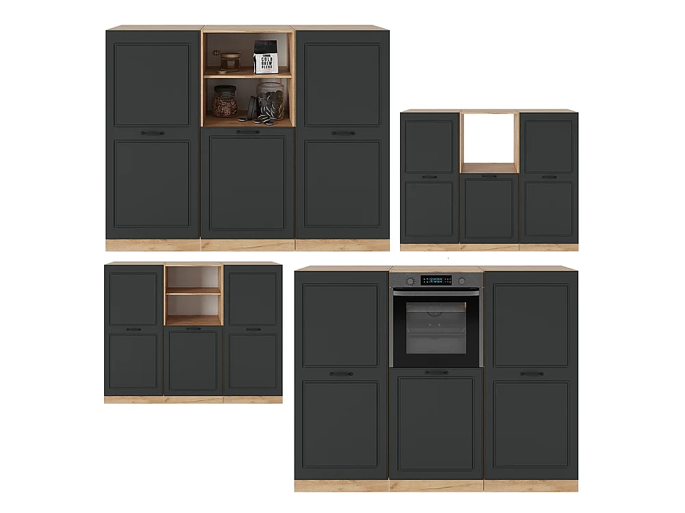 Cucine componibili piccole Antracite rustico/rovere dorato 180x46x81.6 r-line