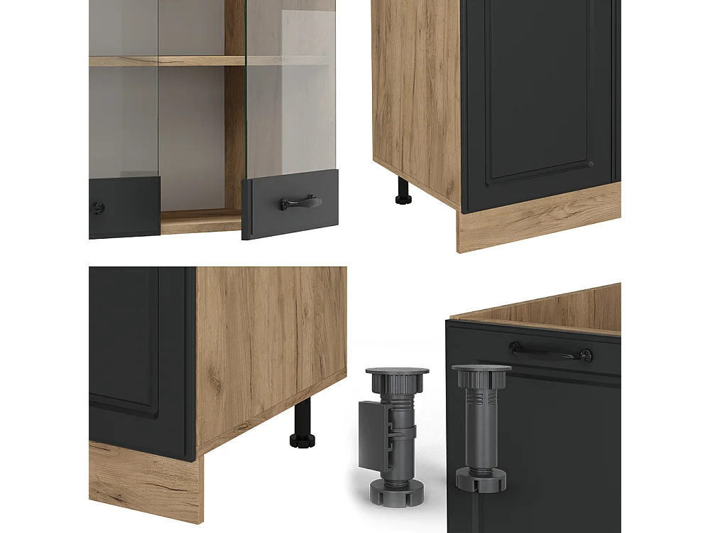 Aneks kuchenny antracytowy dom wiejski/złoty dąb 300x60x81.6 r-line