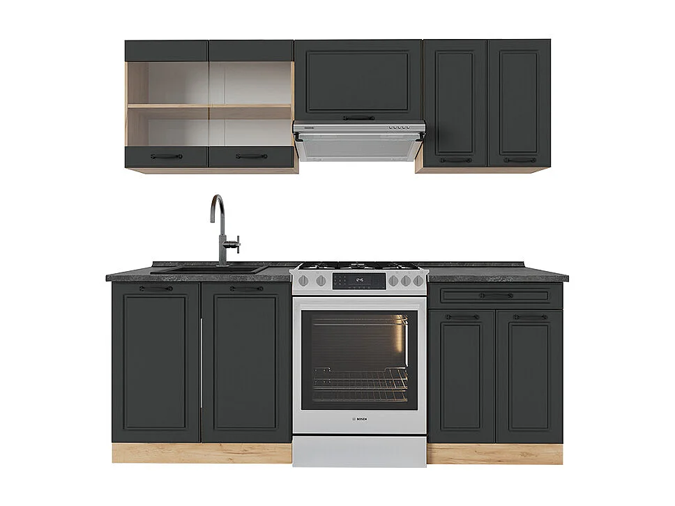 Aneks kuchenny antracytowy dom wiejski/złoty dąb 200x60x81.6 r-line