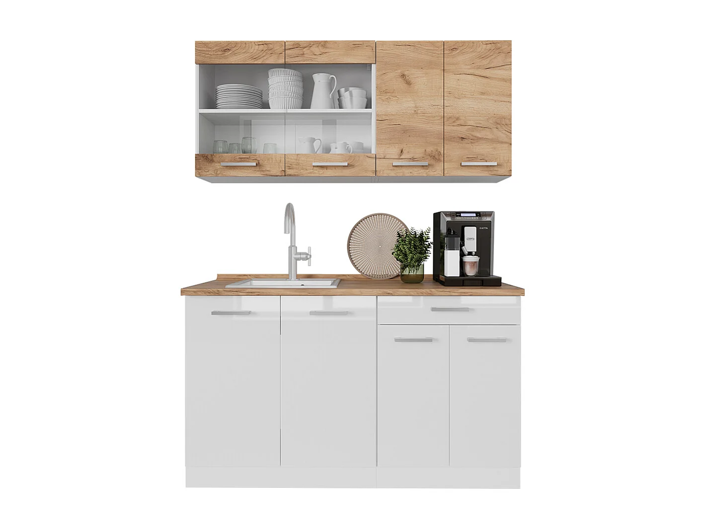 Cocina versátil oro potencia roble/blanco 140x60x81.6 r-line