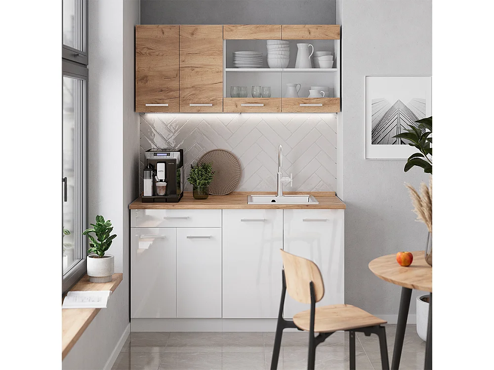 Cuisine chêne doré/blanc 140x60x81.6 r-line