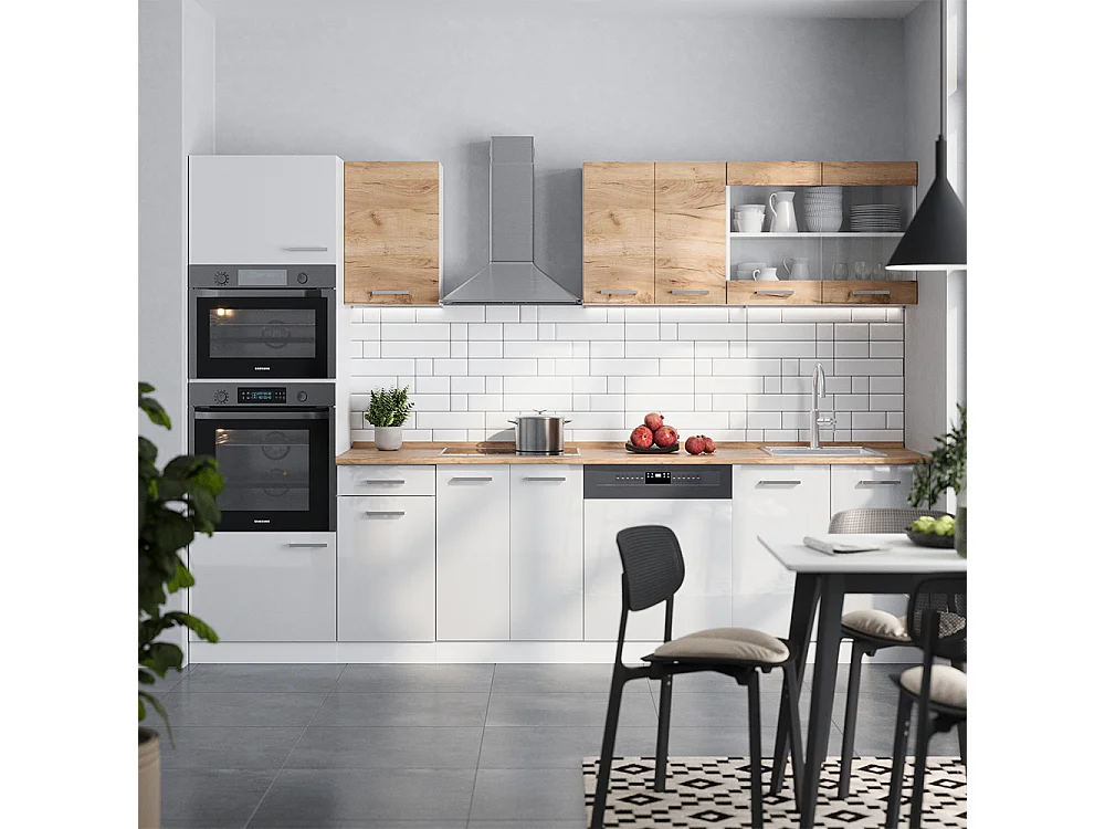 Aneks kuchenny gold power dąb/biały 300x60x81.6 r-line