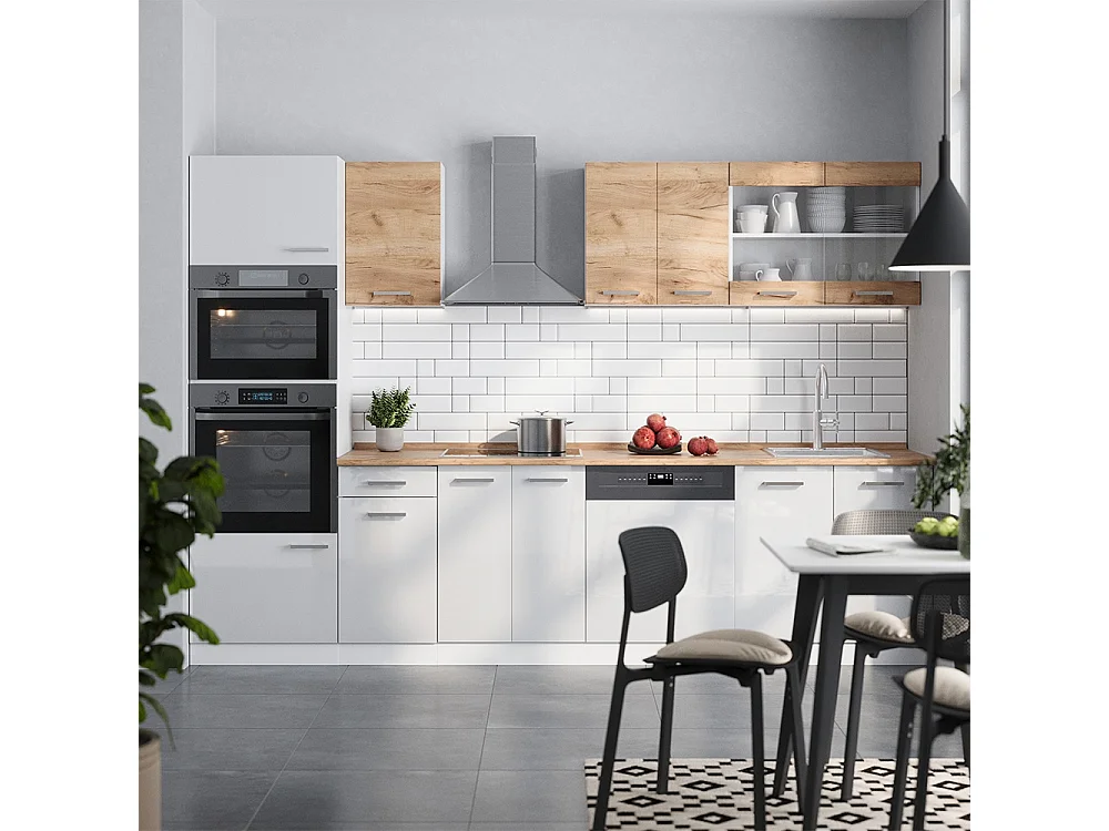 Cuisine chêne doré/blanc 300x60x81.6 r-line