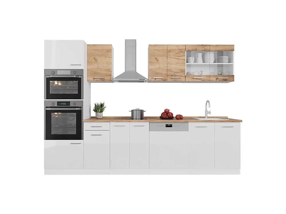 Cuisine chêne doré/blanc 300x60x81.6 r-line