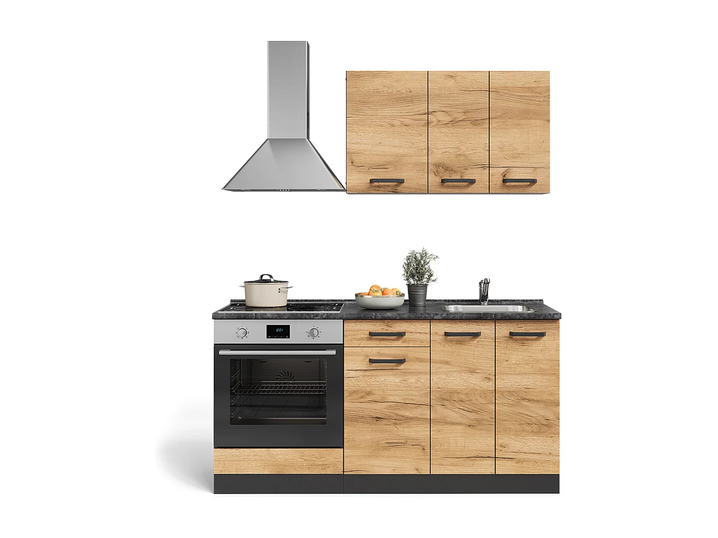 Cuisine chêne doré/anthracite 160x46x81.6 r-line