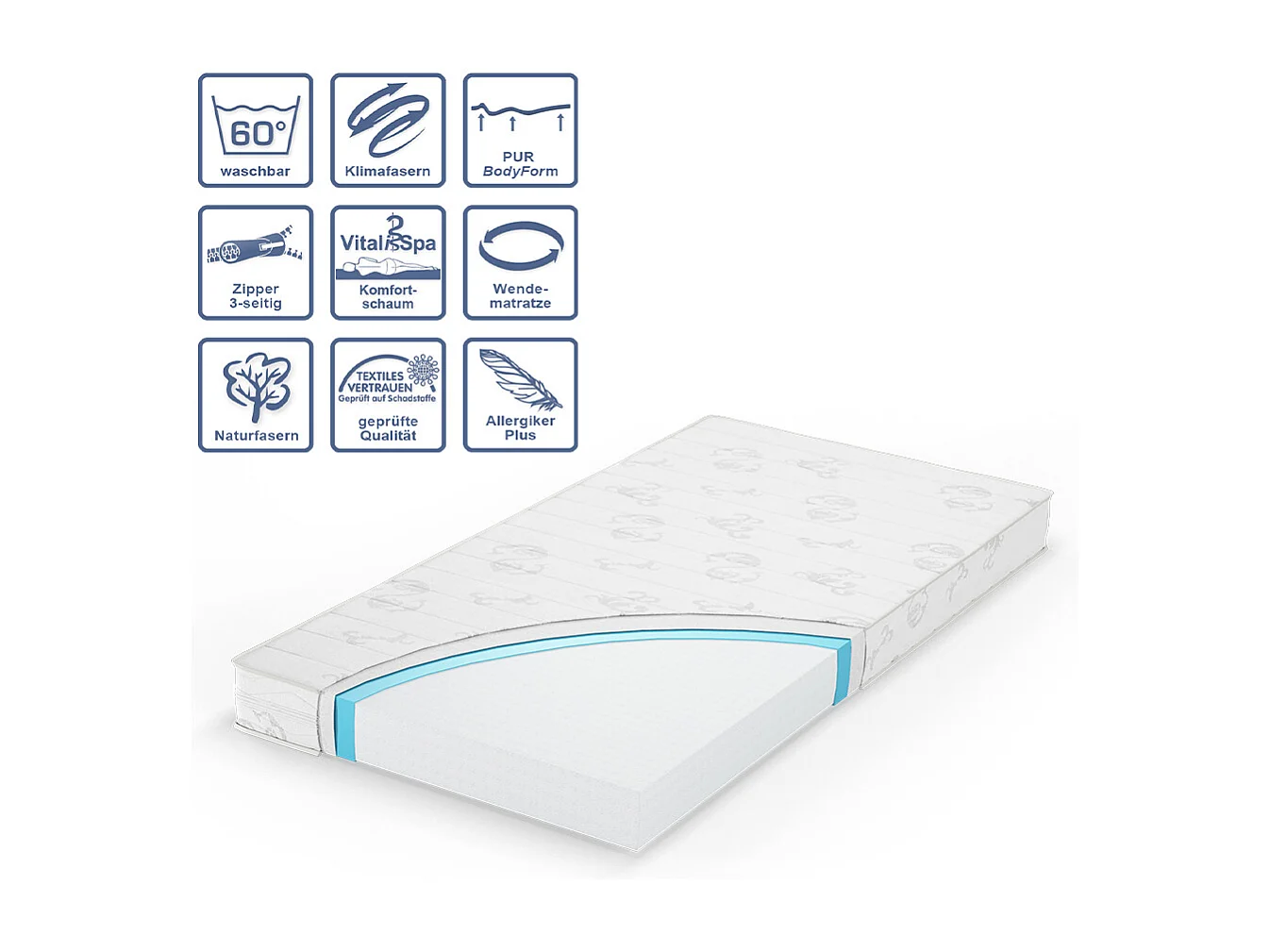 Kindermatratze weiß 70x140x11