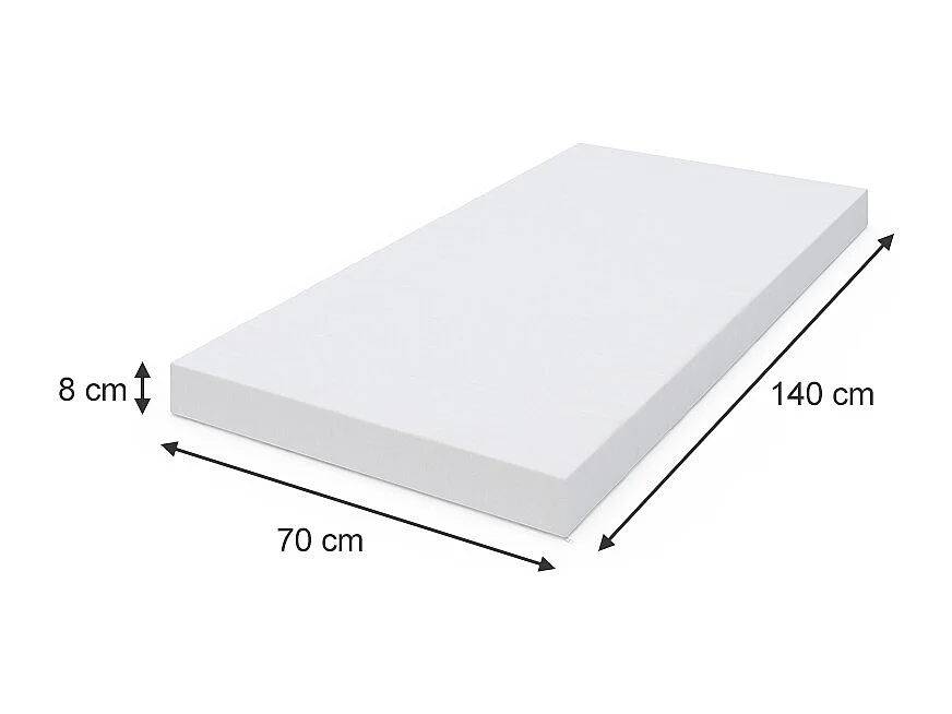 Matelas pour enfants blanc 140x70x8