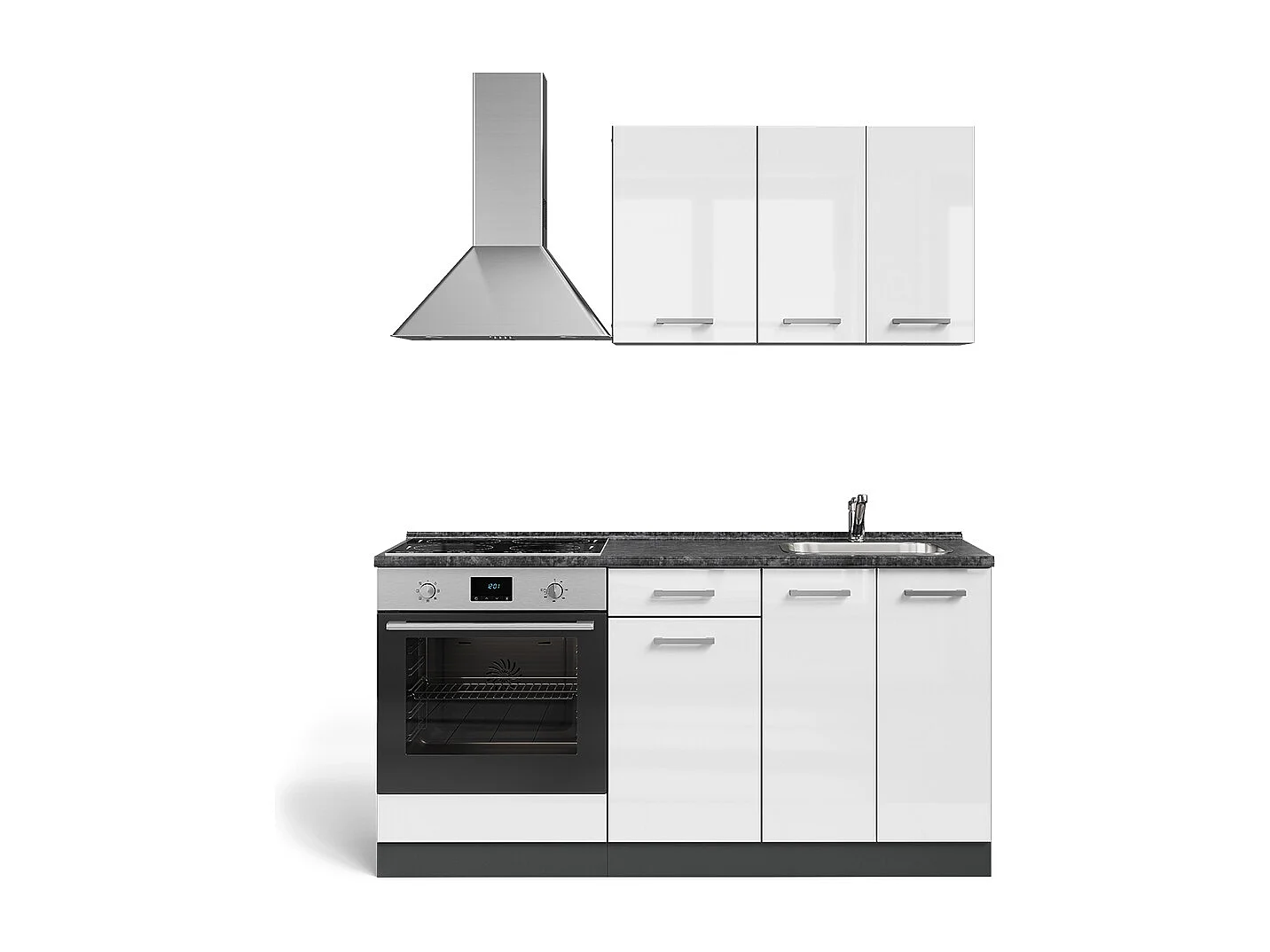 Single kitchen white high gloss / anthracite 160x46x81.6 r-line