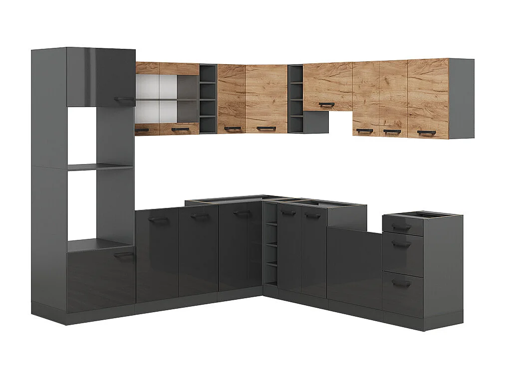 Cuisine en angle chêne doré/anthracite 247x60x81.6 r-line