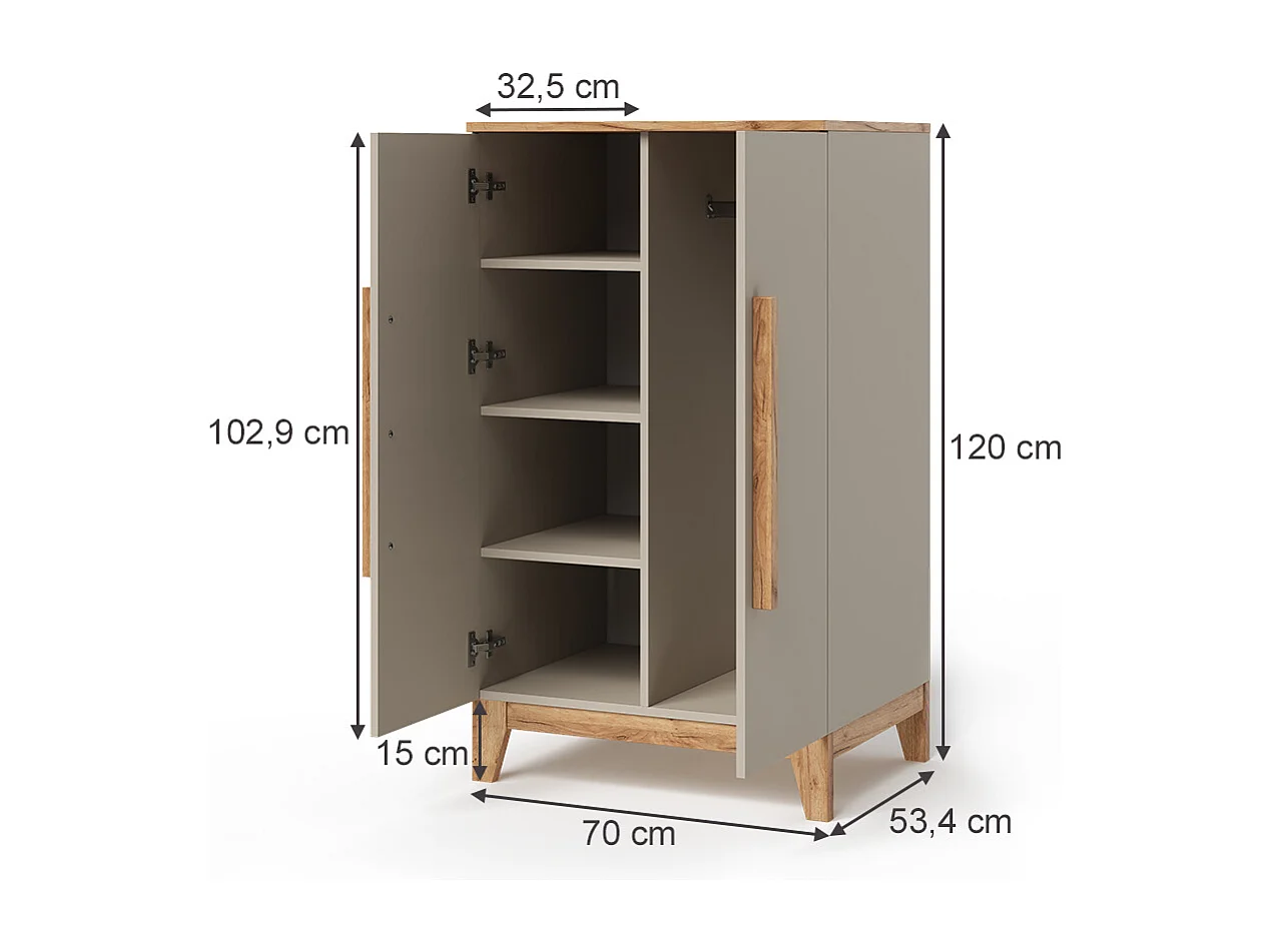 Armoire pour enfants cachemire/artisan 70x53.4x120 malia