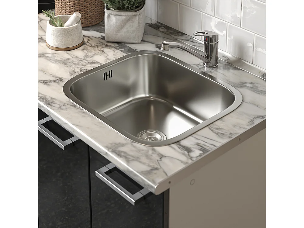 Single kitchen black high gloss/white 160x46x81.6 r-line