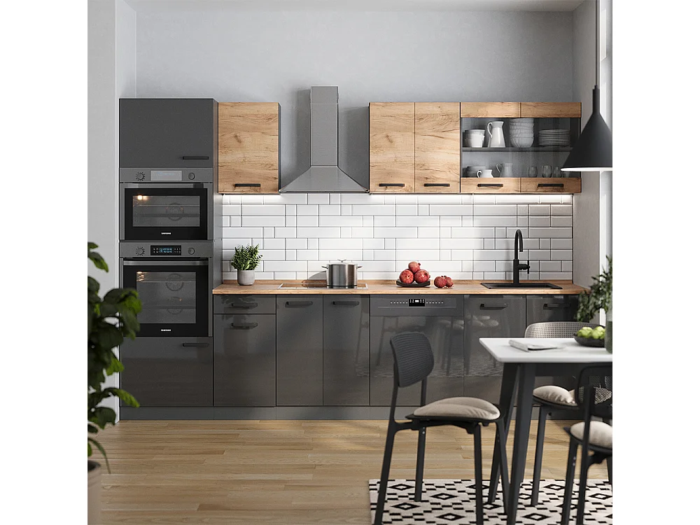 Cuisine chêne doré/anthracite 300x60x81.6 r-line