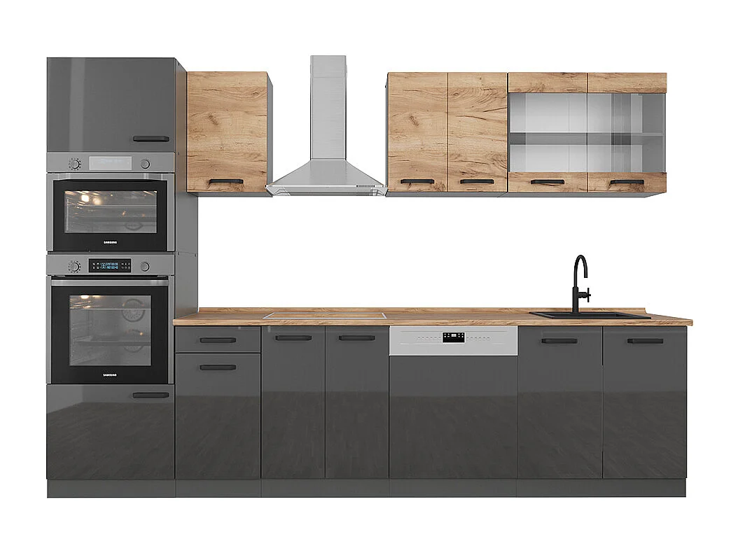 Cuisine chêne doré/anthracite 300x60x81.6 r-line