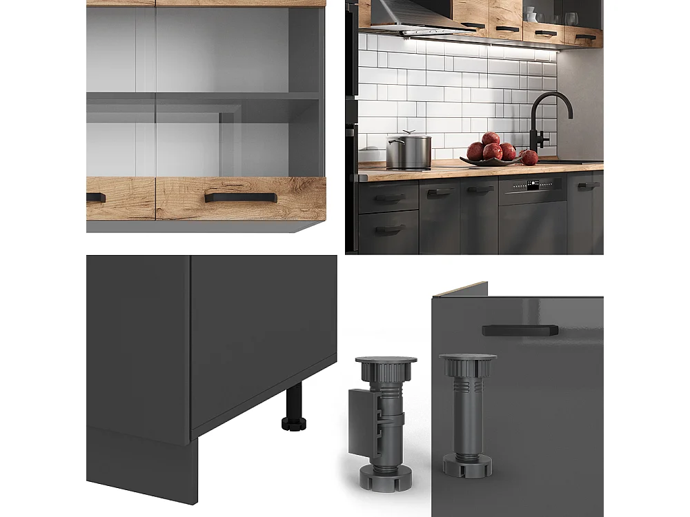 Cuisine chêne doré/anthracite 300x60x81.6 r-line