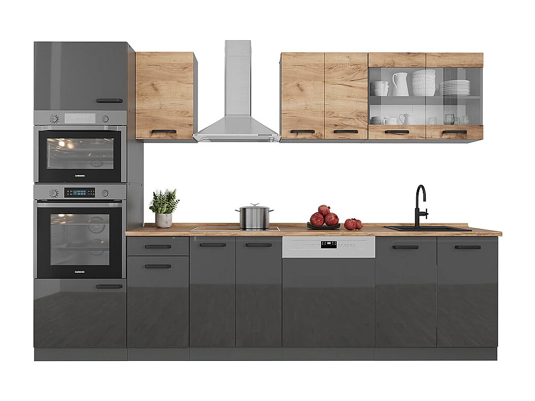 Cuisine chêne doré/anthracite 300x60x81.6 r-line