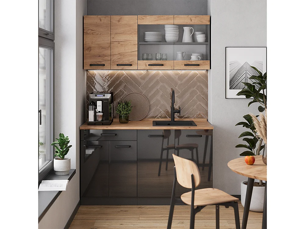 Cuisine chêne doré/anthracite 140x60x81.6 r-line