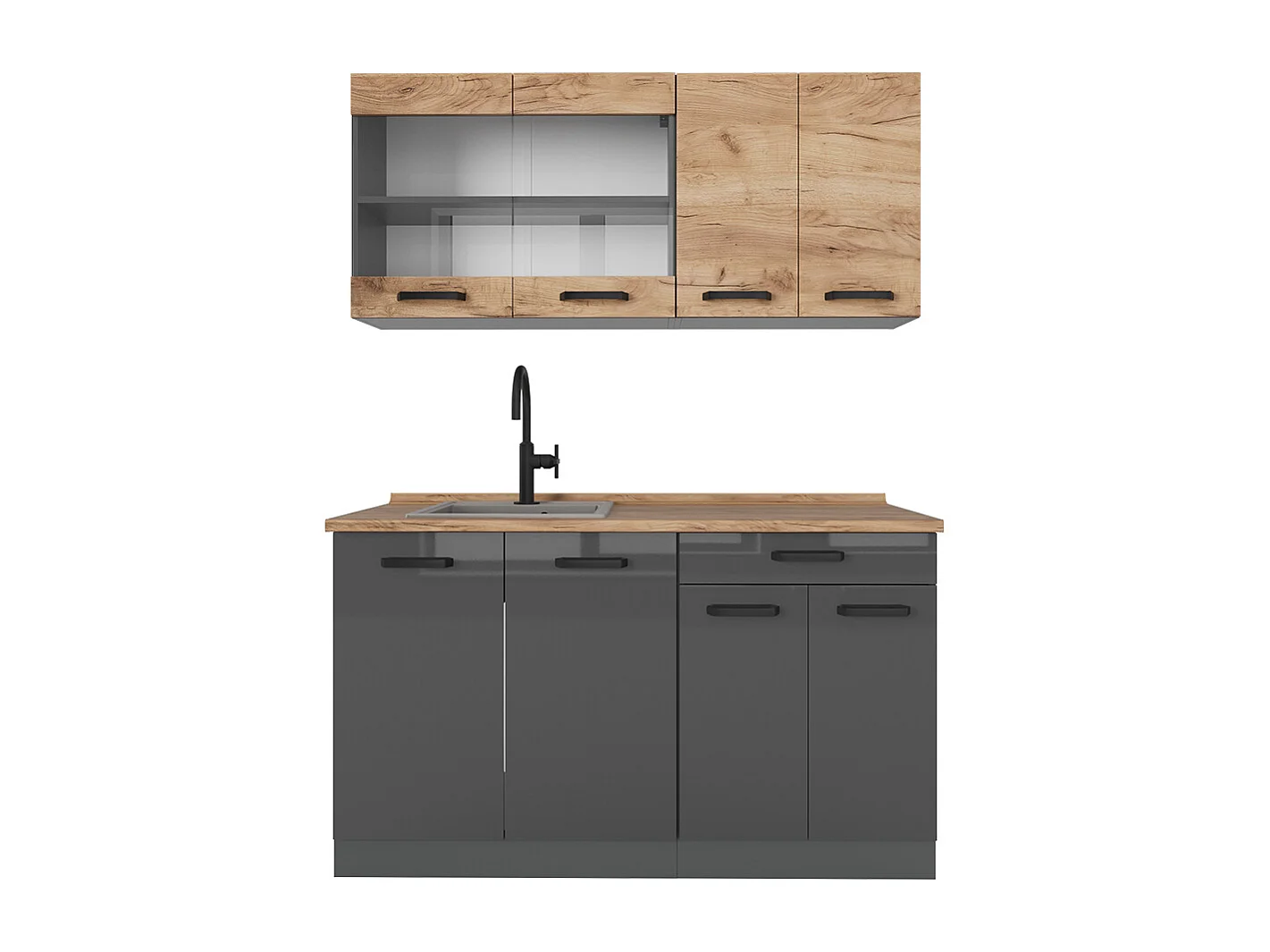 Cuisine chêne doré/anthracite 140x60x81.6 r-line