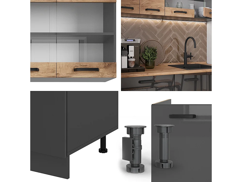 Cuisine chêne doré/anthracite 140x60x81.6 r-line