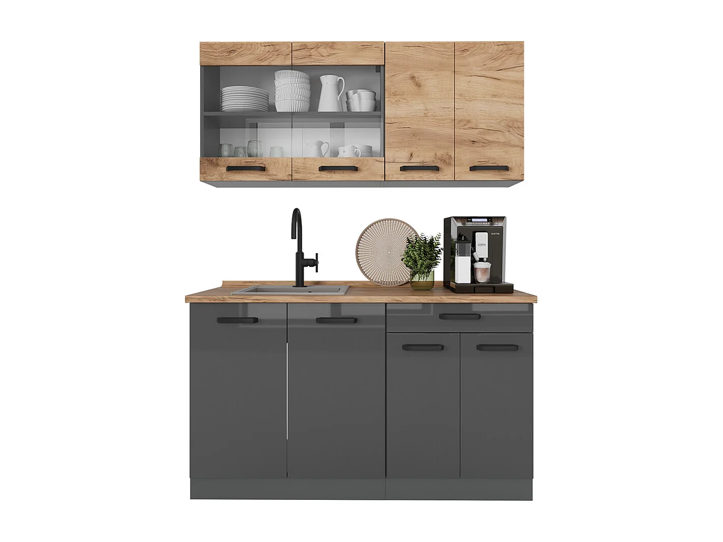 Cuisine chêne doré/anthracite 140x60x81.6 r-line