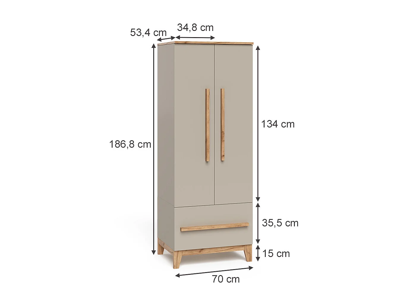Armoire pour enfants cachemire/artisan 70x53.4x186.8 malia