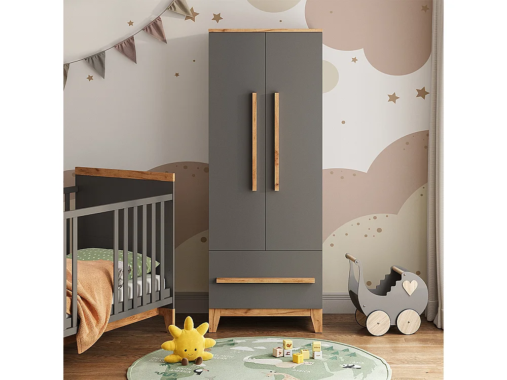 Børnegarderobe grå/artisan 70x53.4x186.8 malia