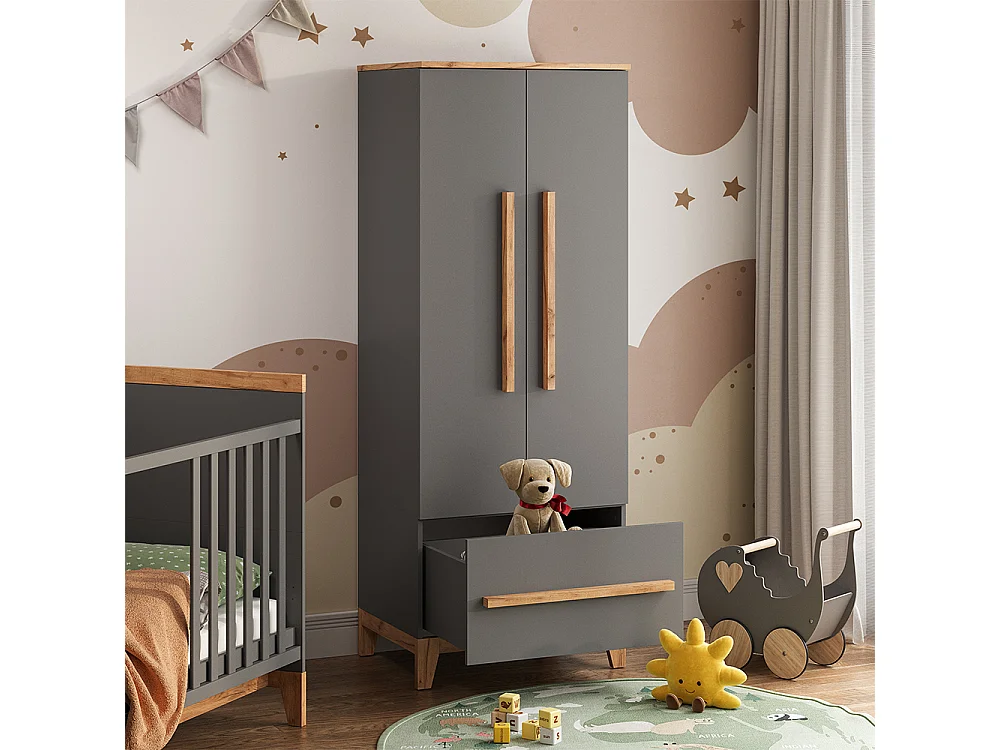 Børnegarderobe grå/artisan 70x53.4x186.8 malia