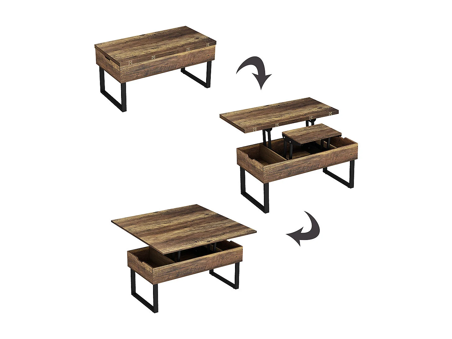 Couchtisch eiche rustikal 100x50x48.5 lifty