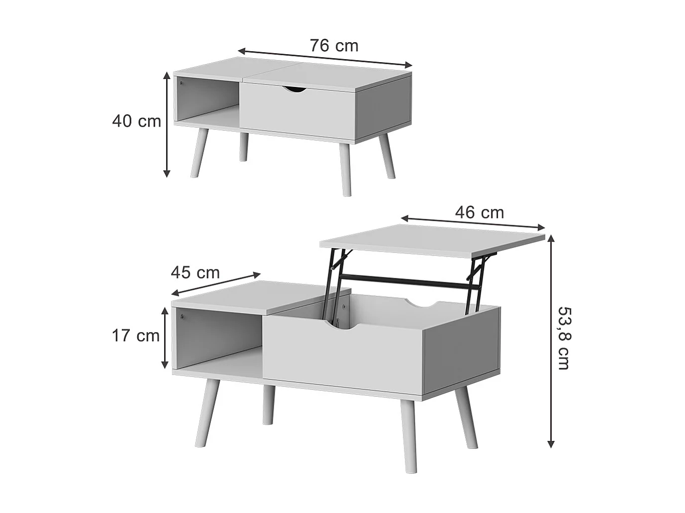 Coffee table white 76x45x40 stora