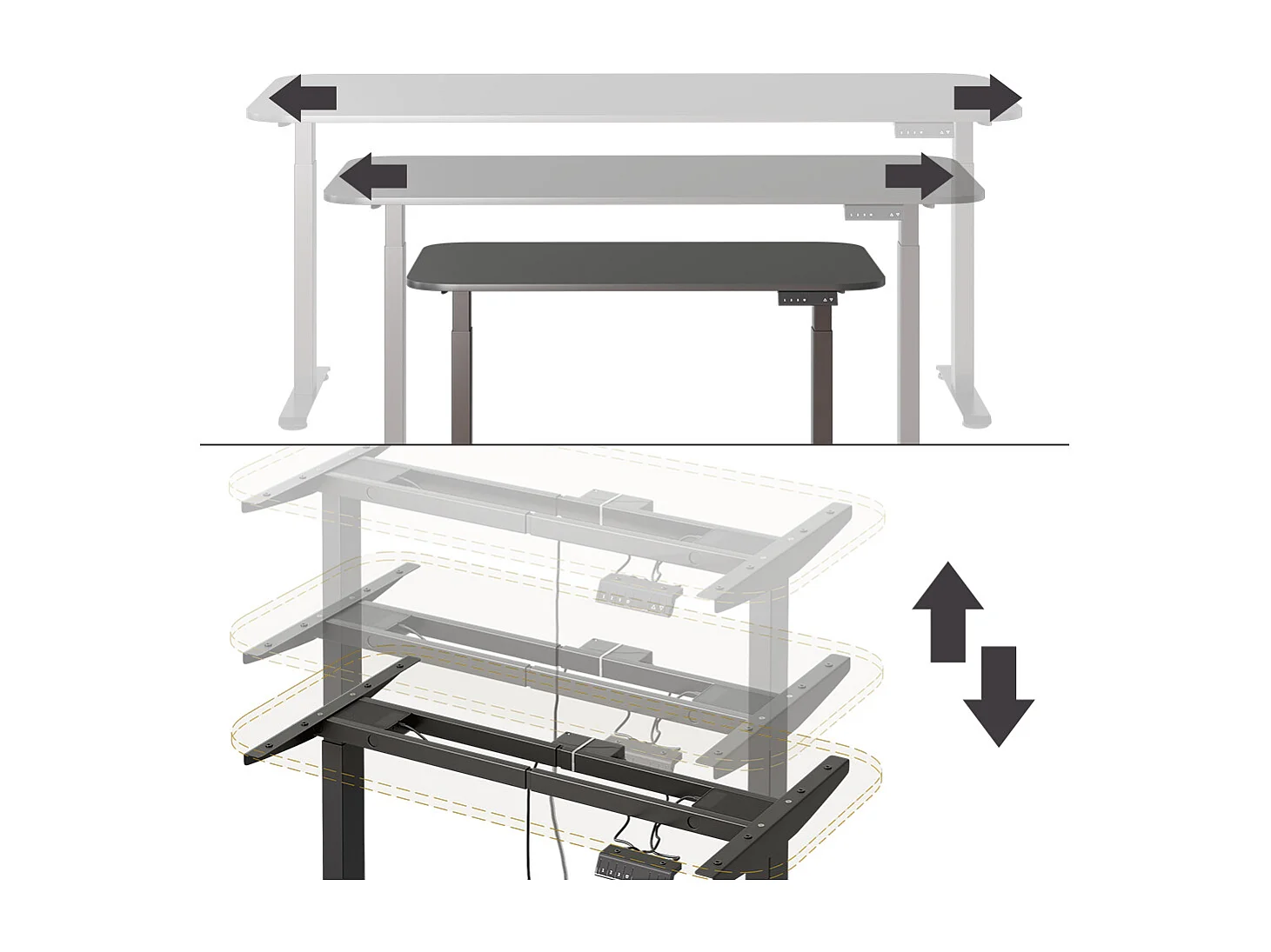 höhenverstellbarer elektrischer Schreibtisch schwarz/anthrazit 120x60x120 elevate