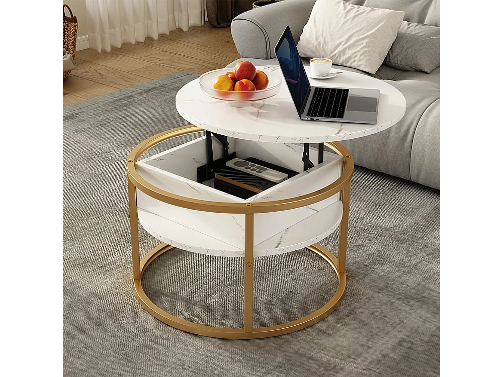 Coffee table white marble 57x57x47.5 marlo