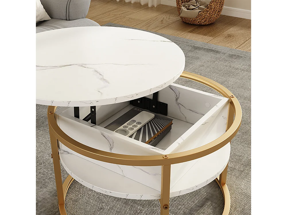 Coffee table white marble 57x57x47.5 marlo