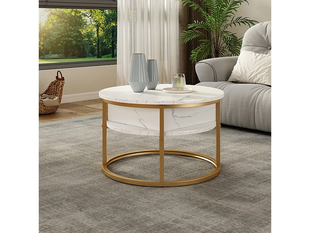 Coffee table white marble 57x57x47.5 marlo