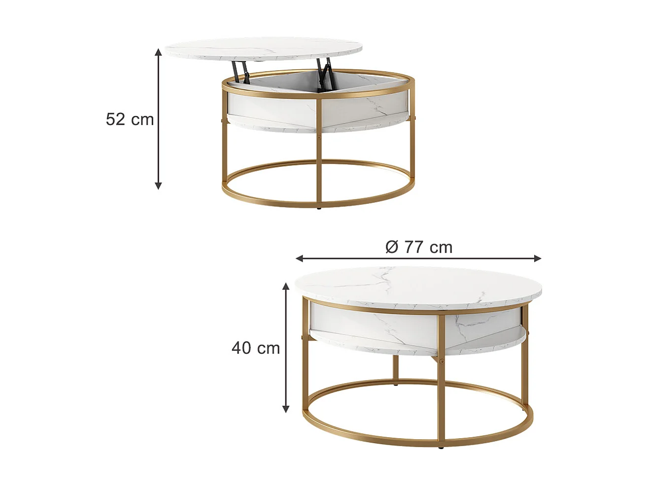 Coffee table white marble 77x77x52 marlo