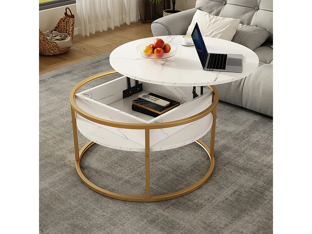 Coffee table white marble 77x77x52 marlo