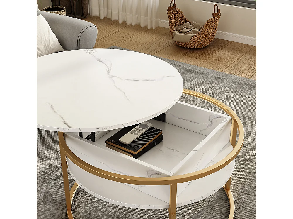Coffee table white marble 77x77x52 marlo